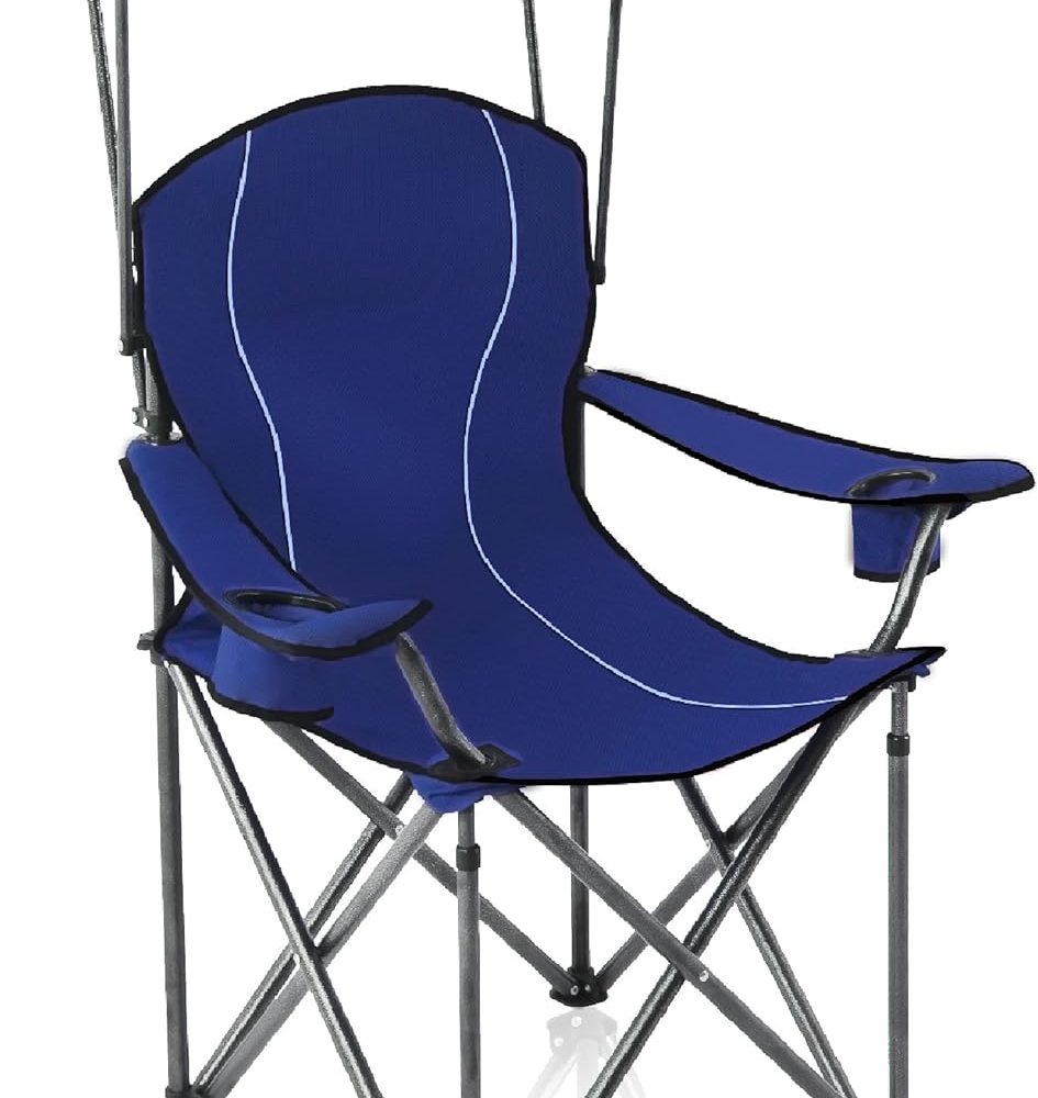 ALPHA CAMP Camp Chairs with Shade Canopy Chair Folding Camping Recliner Support 350 LBS