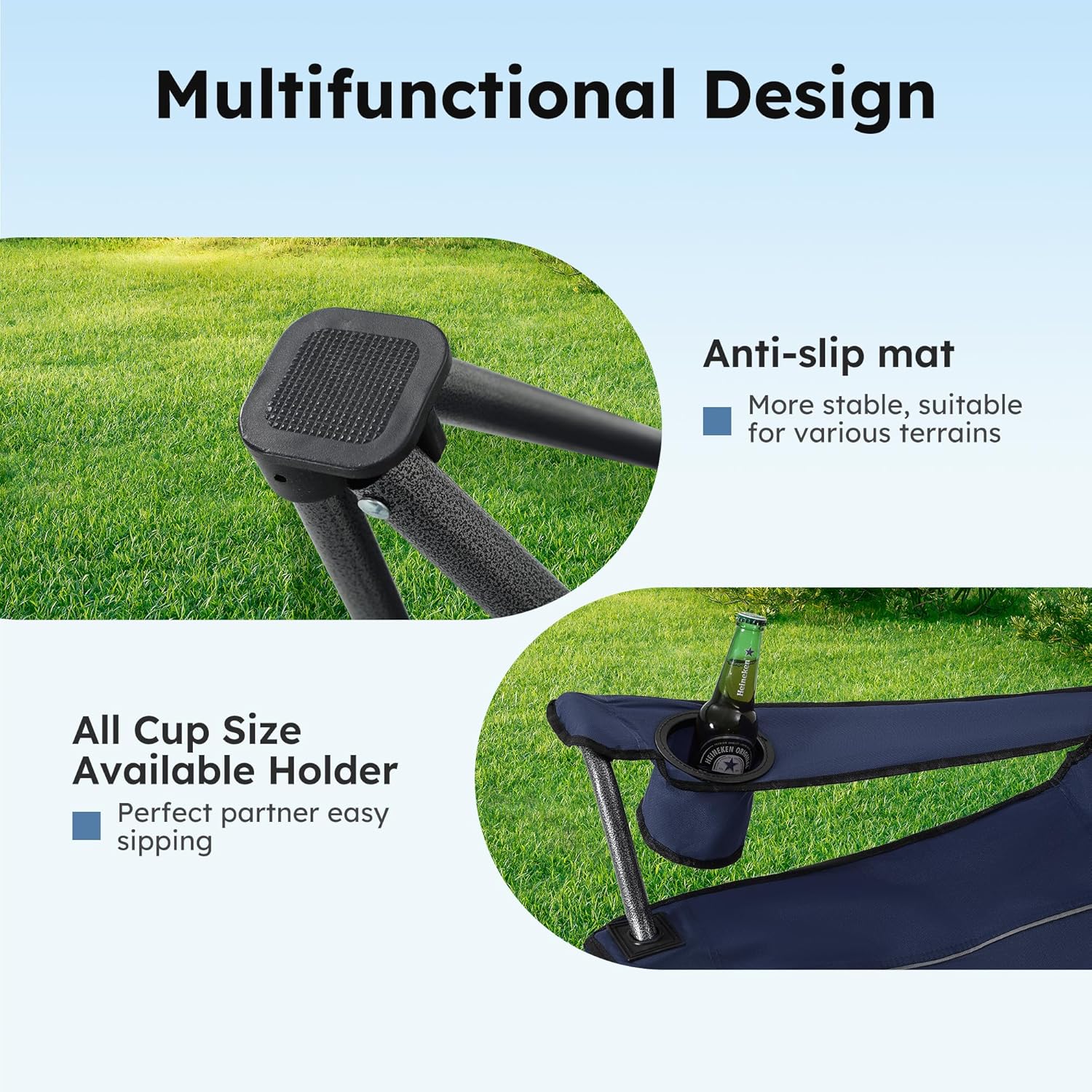 ALPHA CAMP Camp Chairs with Shade Canopy Chair Folding Camping Recliner Support 350 LBS - Image 7