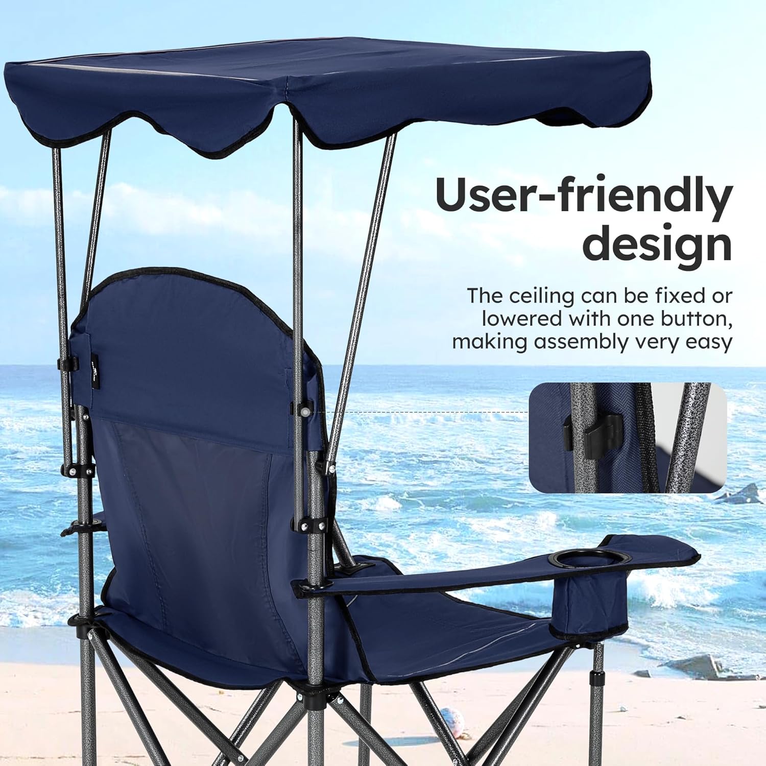 ALPHA CAMP Camp Chairs with Shade Canopy Chair Folding Camping Recliner Support 350 LBS - Image 8